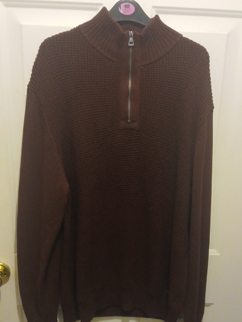 Weatherproof Men'sBurgundy Zip-Up Knit Sweater
